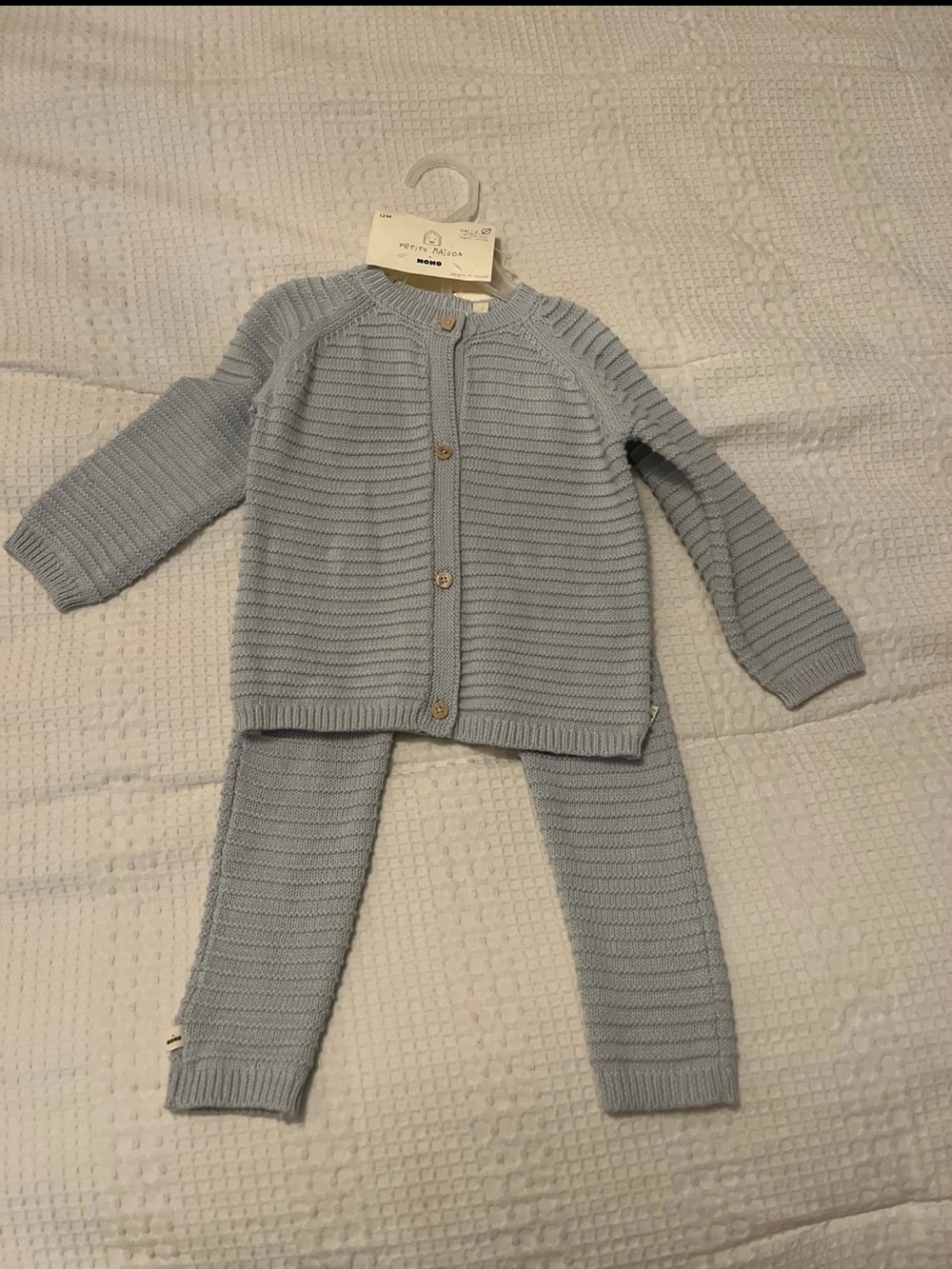 Petite Plume Light Blue Knit Kids Matching Set - Sweater & Leggings